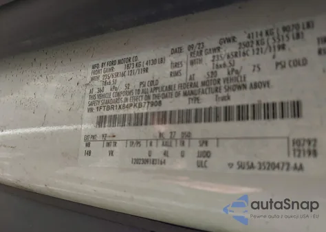 2023 Ford Transit-250 z USA, uszkodzony, nr VIN 1FTBR1X84PKB77908